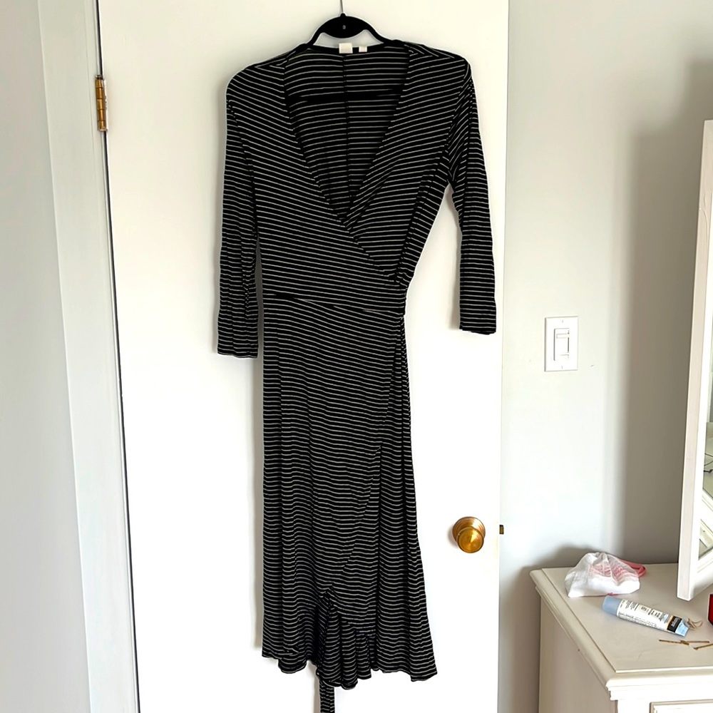 GAP striped wrap midi dress